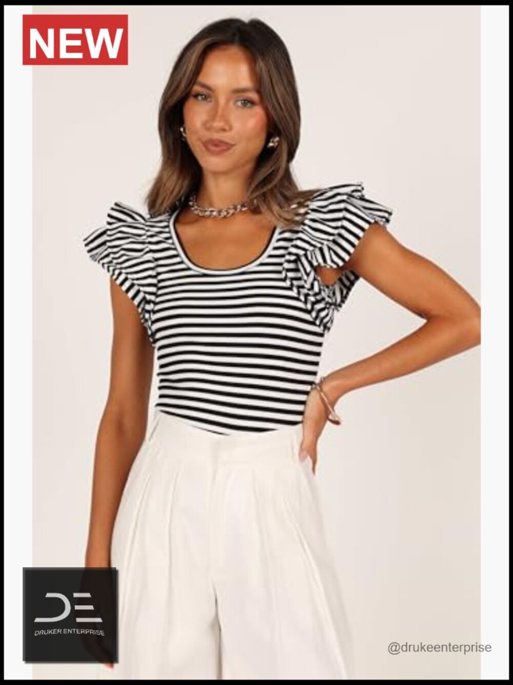 Cropped Ribbed Tank Top with Ruffle Sleeves - Picture 7 of 7